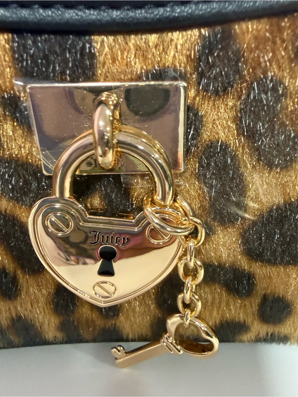 Juicy Couture Leopard Print Mini Bag with Black Trim and Gold Hardware - Picture 5 of 9